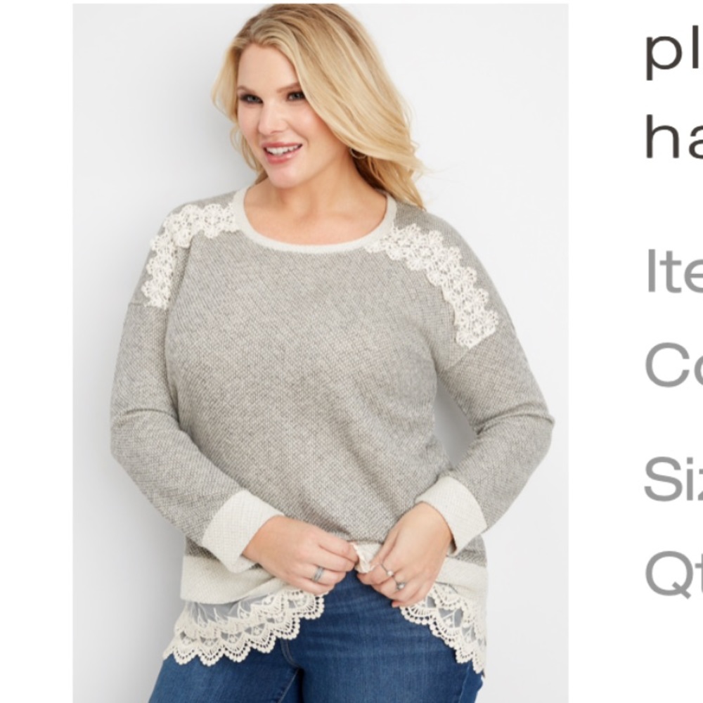 Maurice’s crochet and lace sweatshirt